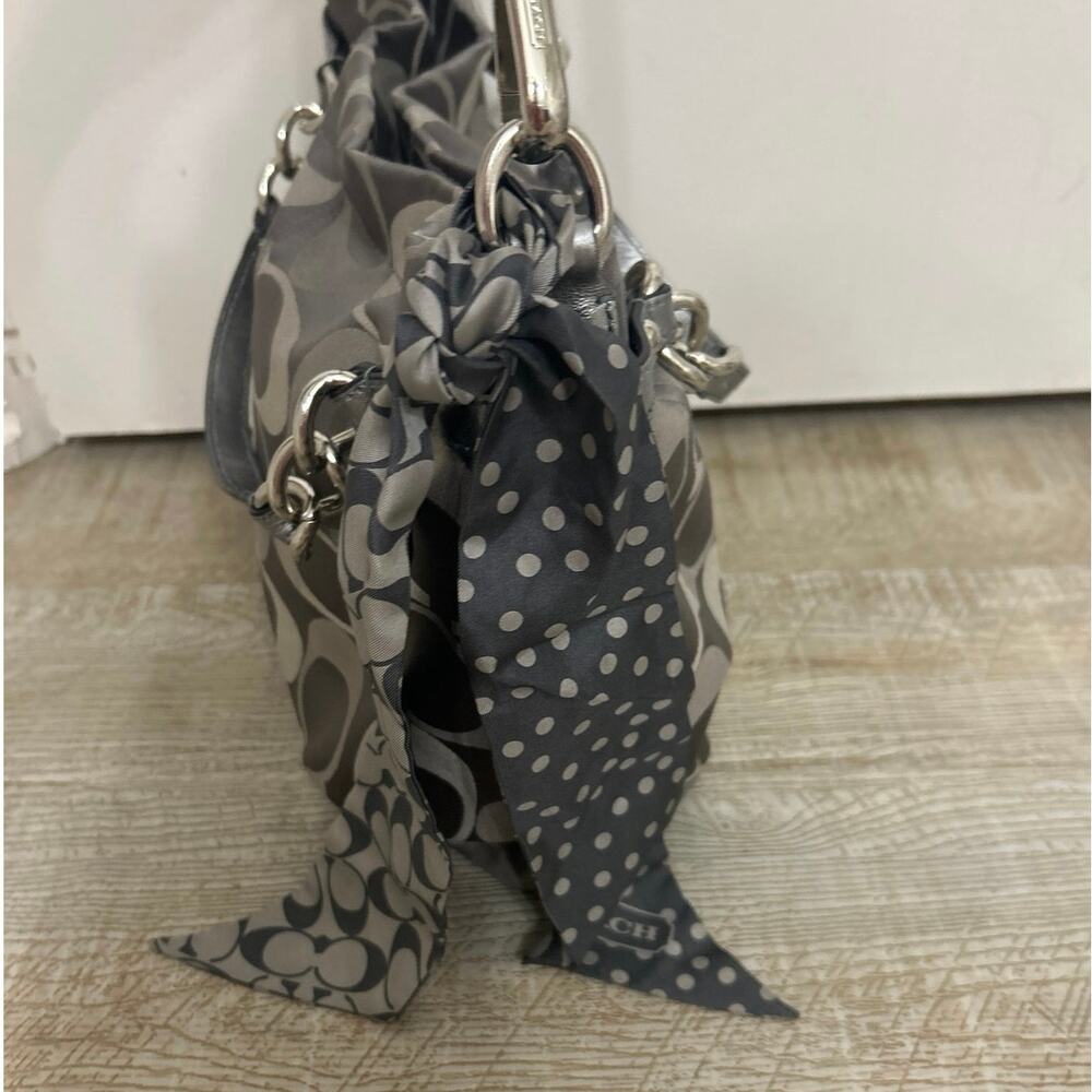 Y2K Coach Brooke Op Art Logo Mania Slouchy Hobo Bag Gray/Brown Metallic F17673 - Picture 4 of 16